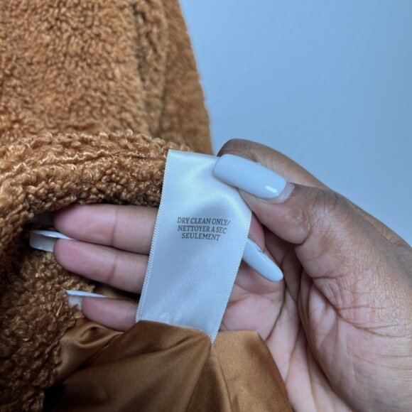 Blank NYC Women Teddy Sherpa Jacket Medium Brown Cinnamon Stick Outdoor Cozy - Picture 7 of 10